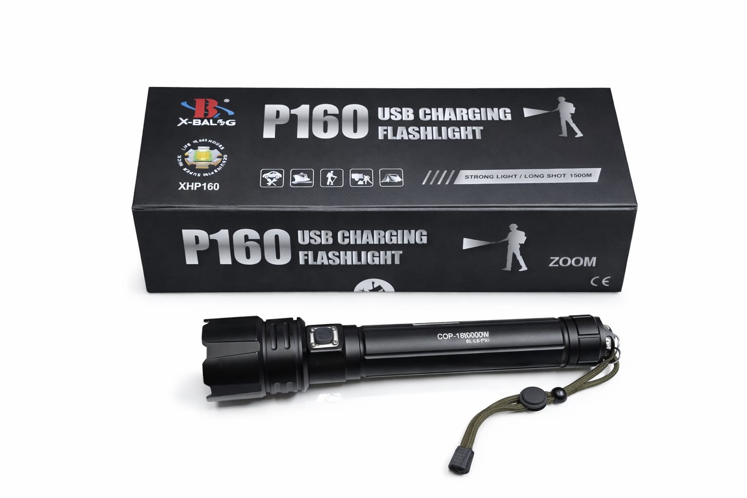 USB-Lade-Taschenlampe P160 mit Handschlaufe